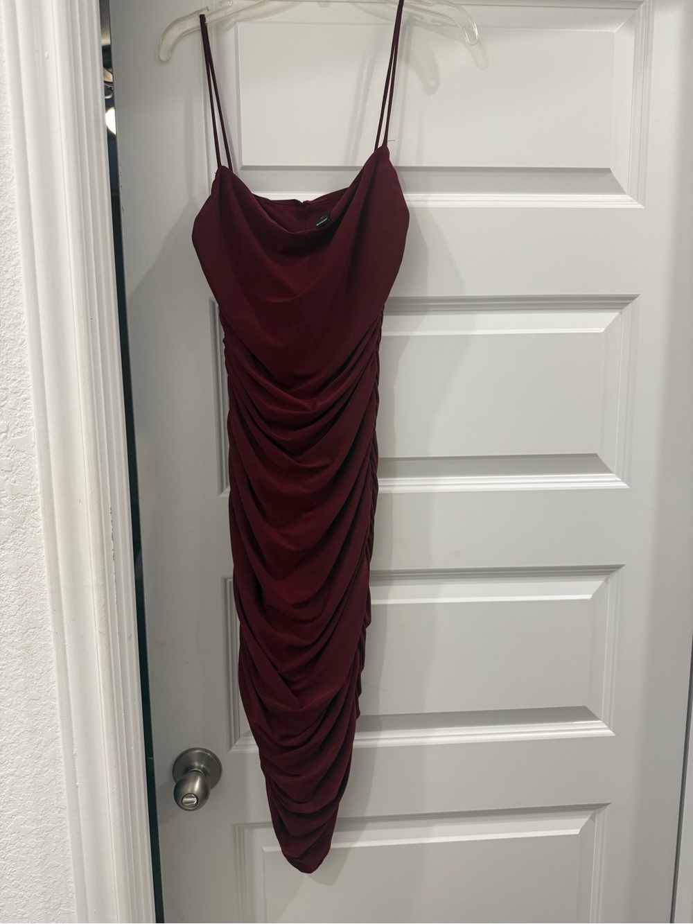 Windsor Wine Ruched Cowl Midi Slip Dress